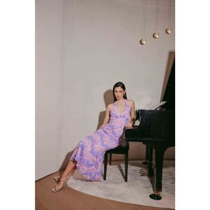 Elliatt Vonni Halter Midi Dress in Purple weddings Guest Party Dinner size S NWT